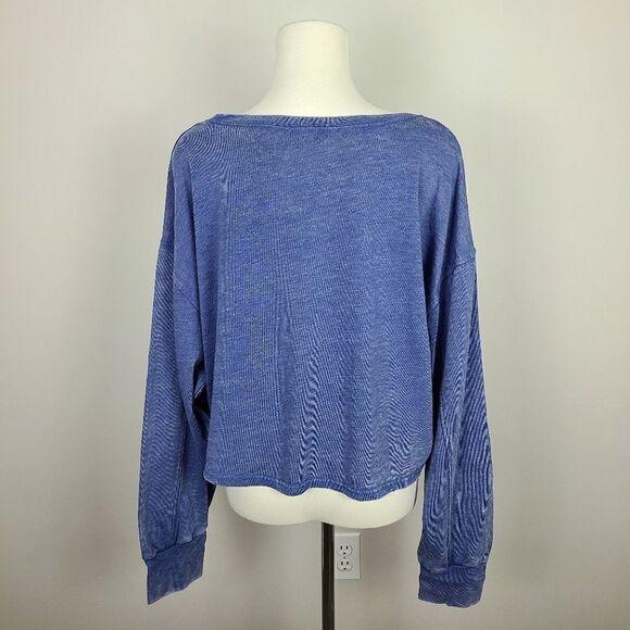 LULU'S Favorite Trend Washed Blue Cropped Pullover Sweatshirt XL - Picture 8 of 16